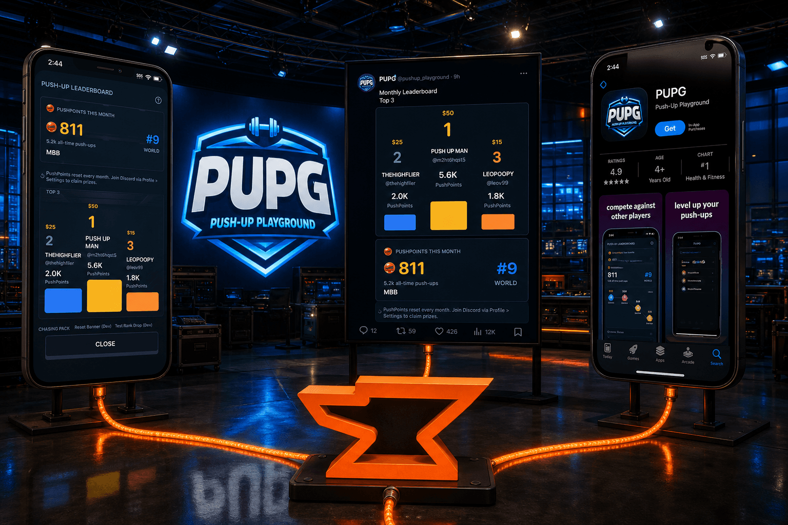 A PUPG result becomes a social post and then a new App Store install through a Built by Foundry signal loop