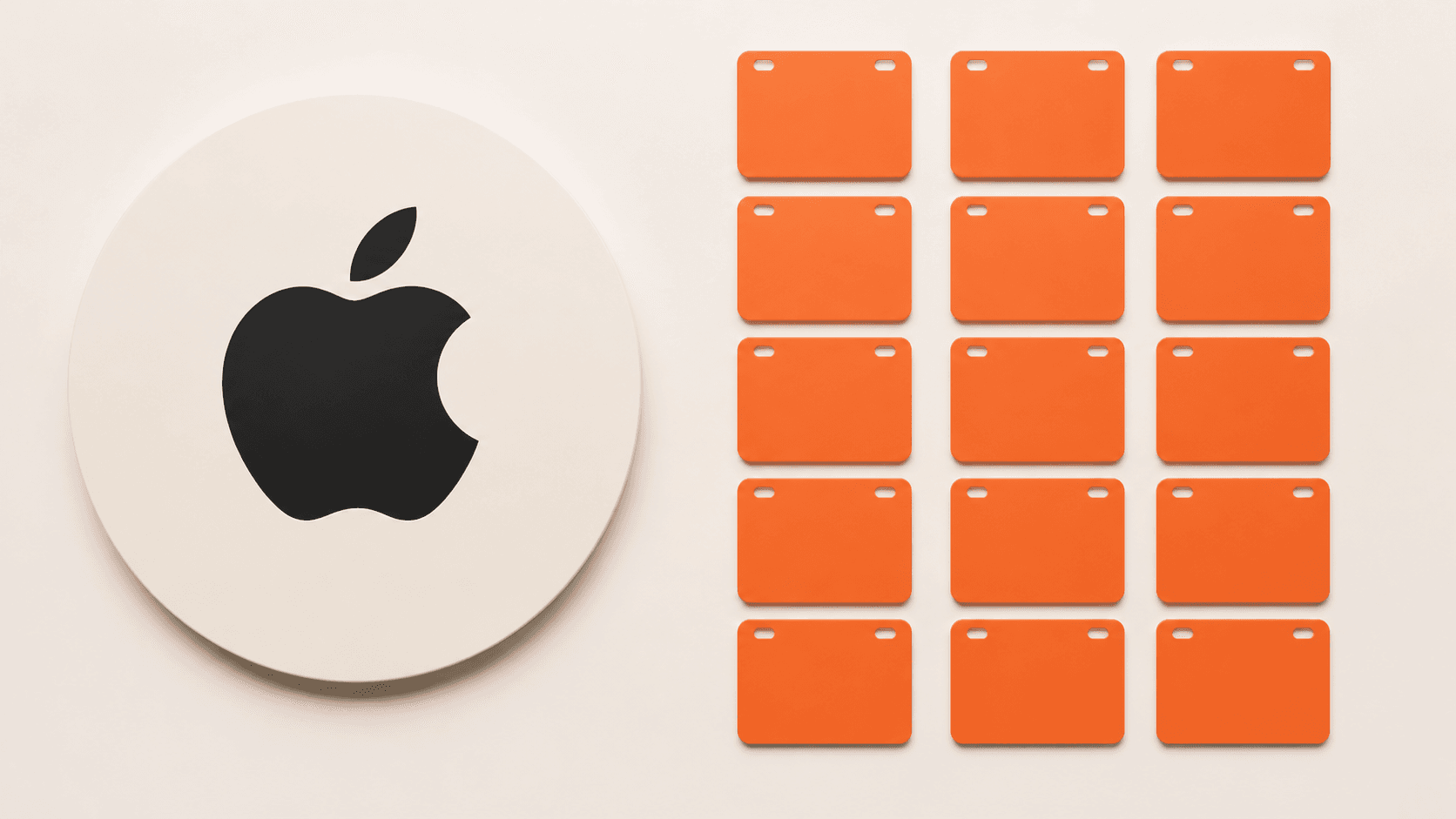 A large Apple approval mark beside exactly fifteen calendar tabs arranged in a three-by-five grid