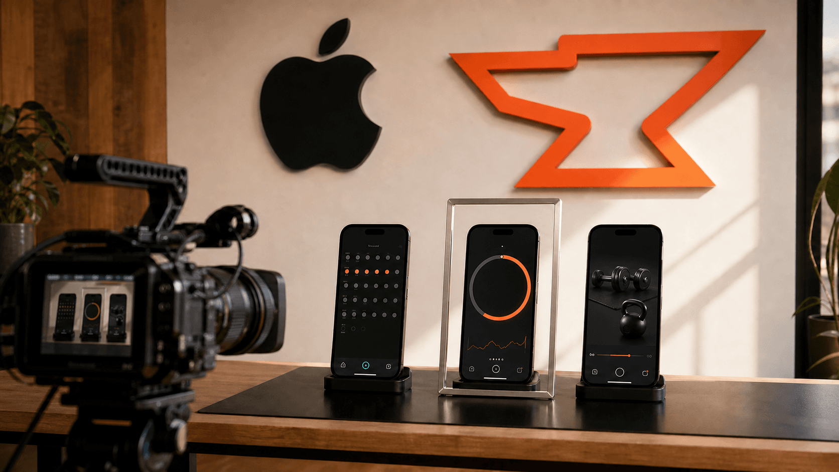 Apple and Built by Foundry marks above three creator app product-page tests in a real studio