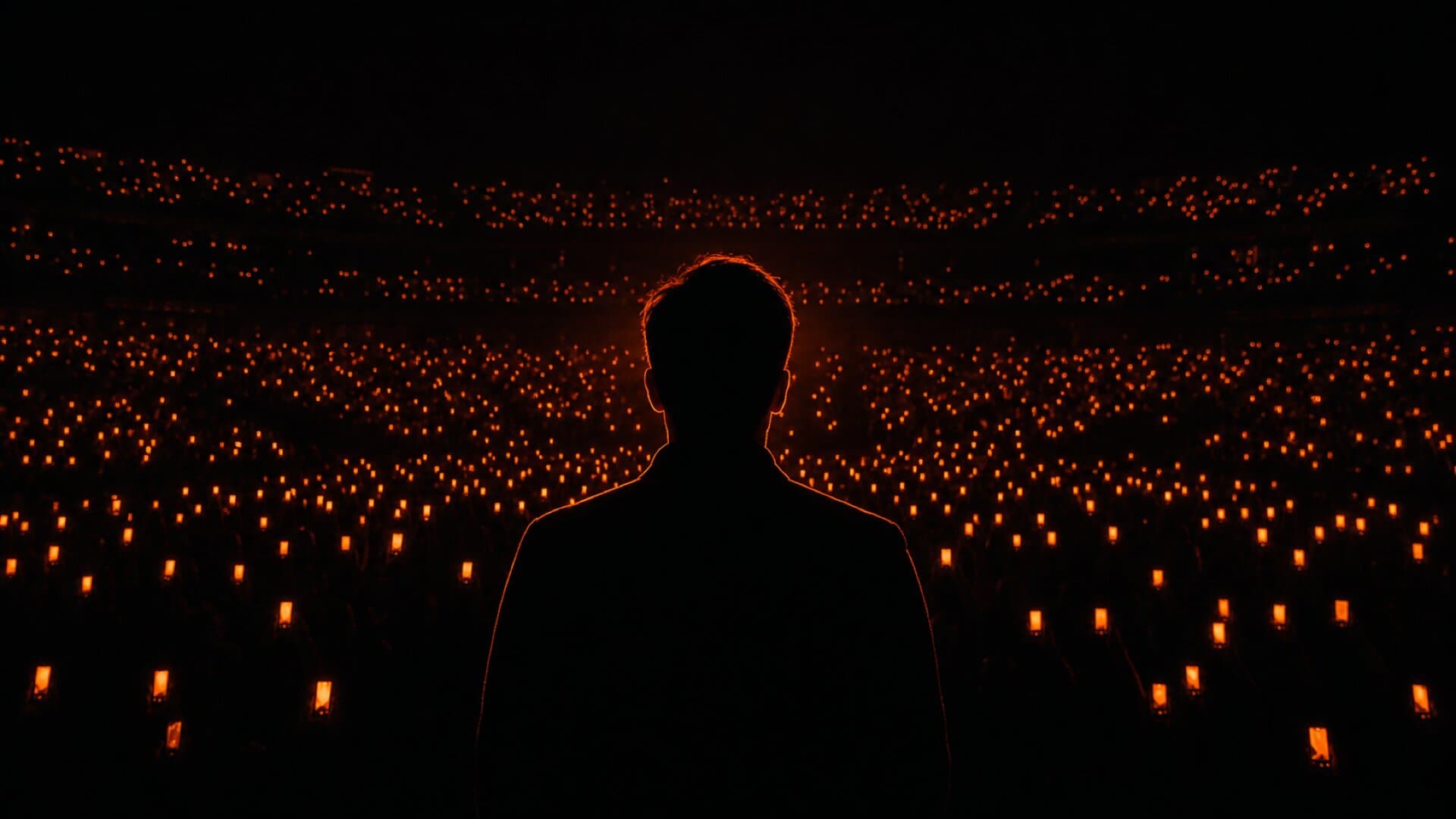 A creator facing an audience of glowing phone screens: distribution the startups have to pay for