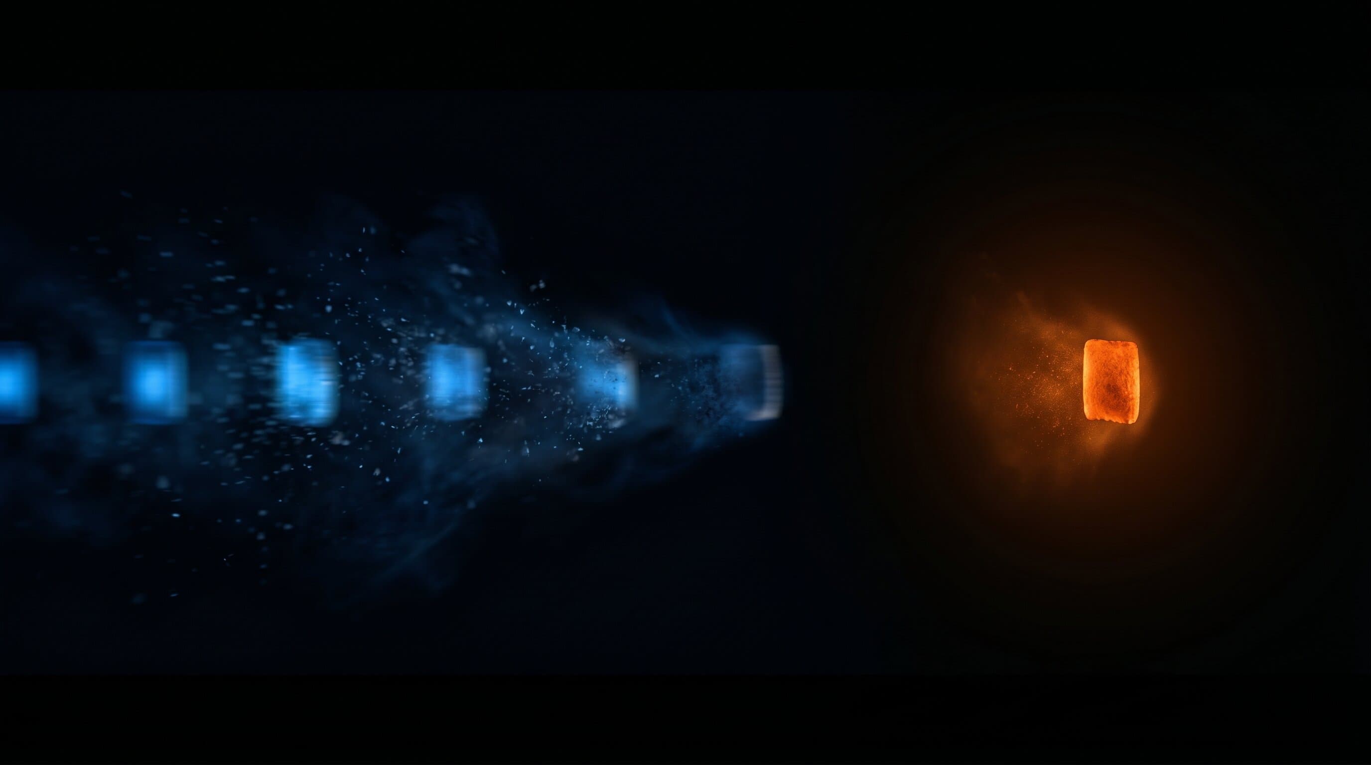 A single warm orange ember glowing steadily in a dark void next to a row of flickering blue platform logos fading in and out, representing recurring revenue versus algorithm dependence