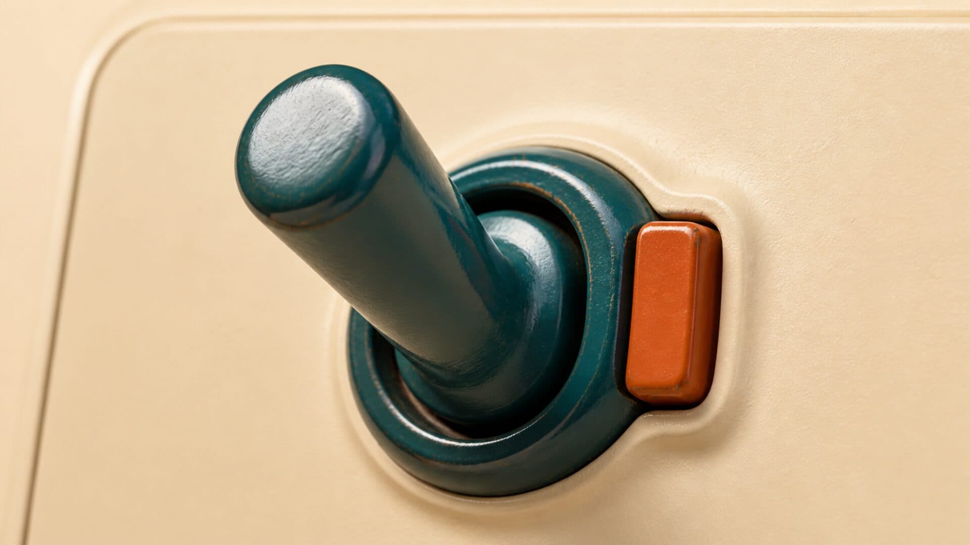 Oversized mechanical toggle polished by repeated daily use