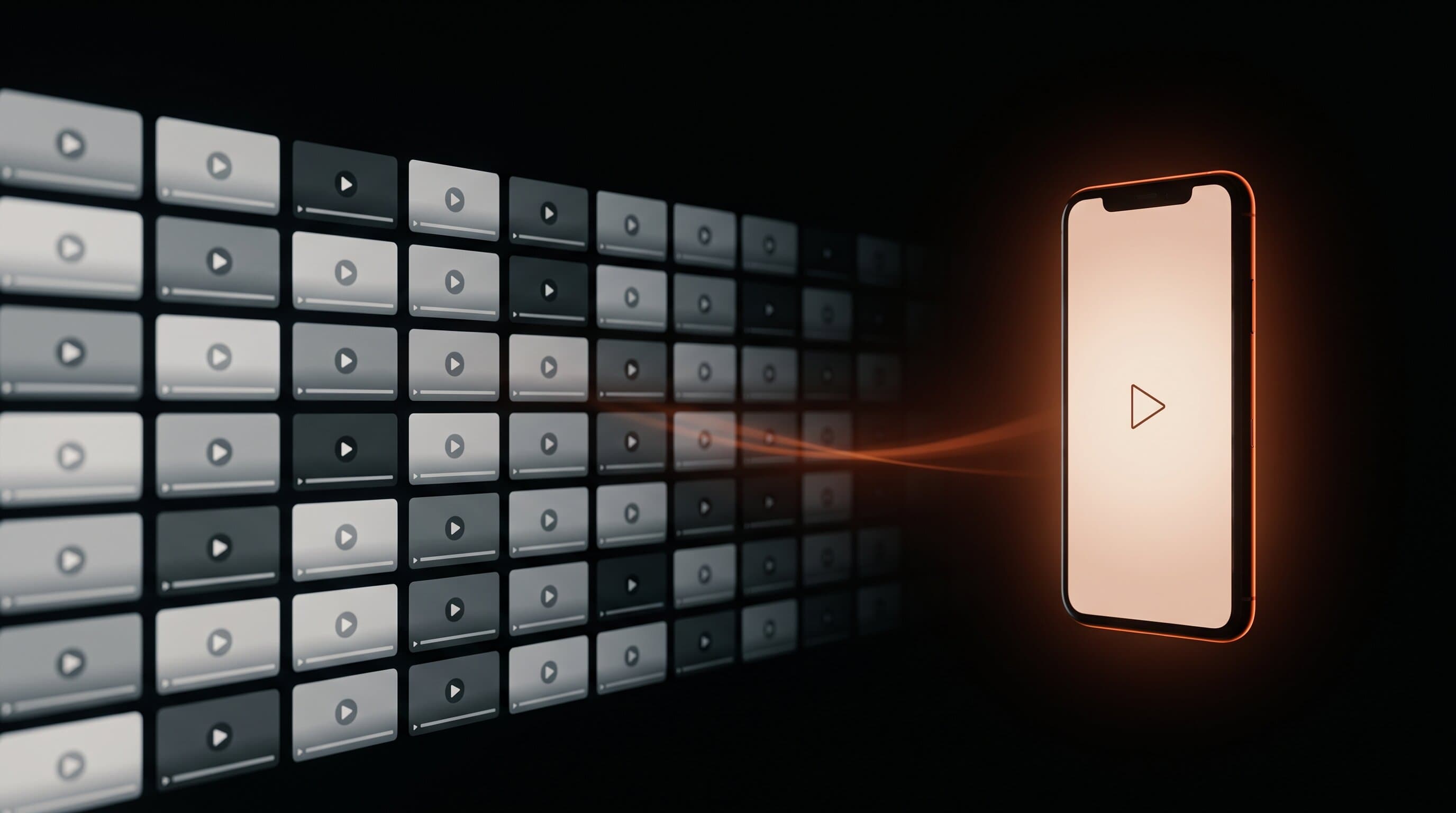 A dark studio with warm orange light showing the split between a free yoga video library and a paid subscription app