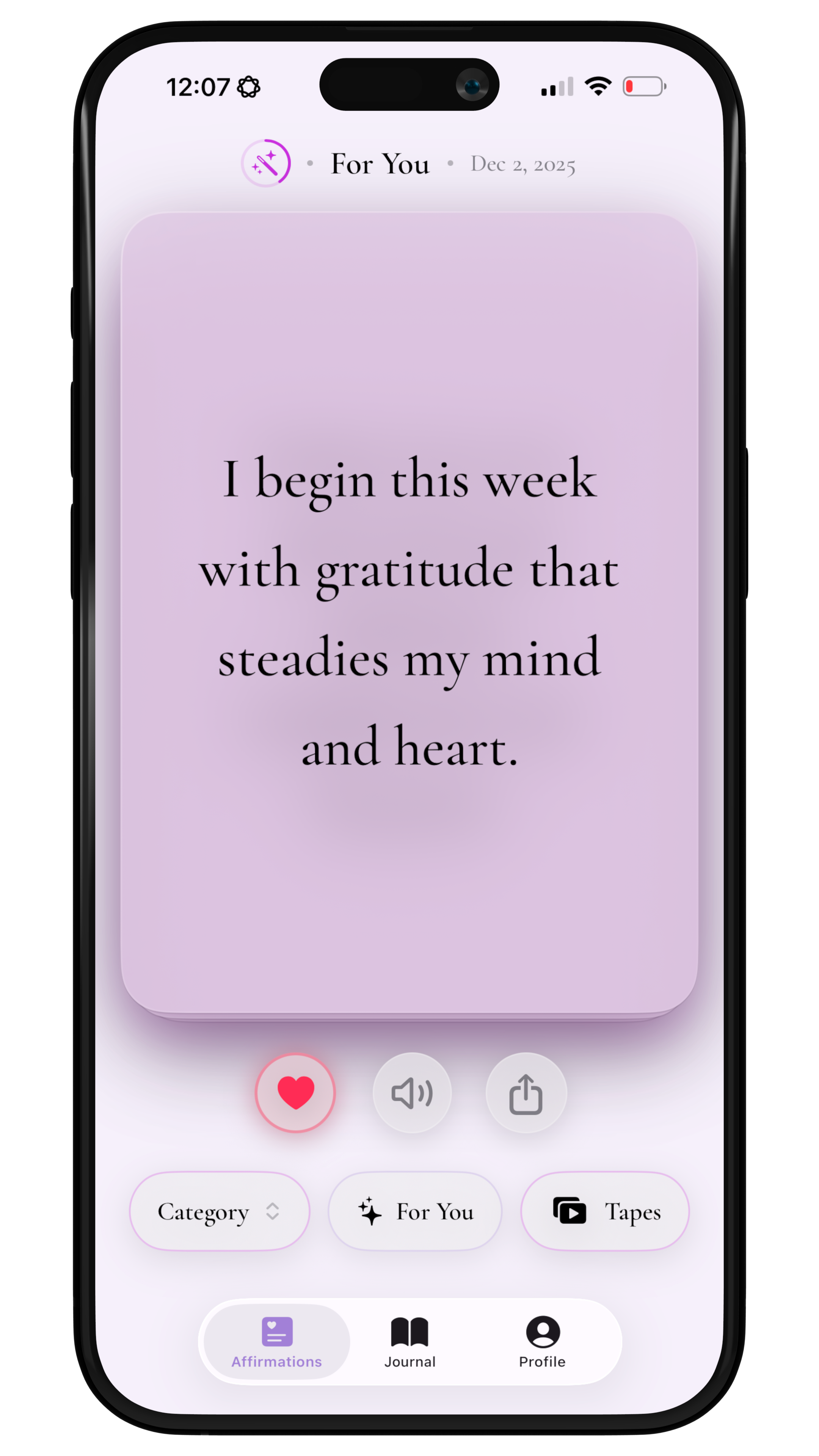 Claim It app showing daily affirmation cards
